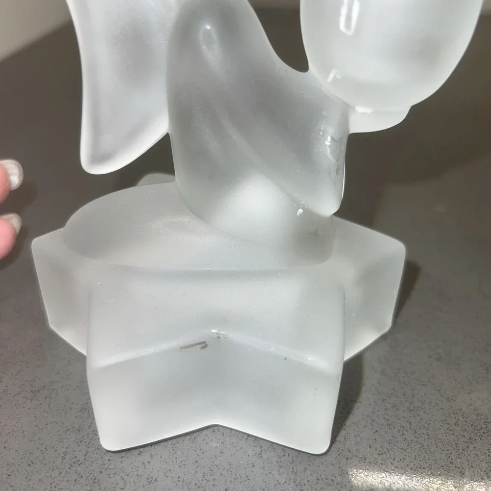 Vintage Frosted Glass Angel Candle Holder 4